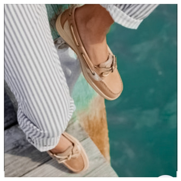 Sperry Shoes - New Saffiano Leather Gold Cup Angelfish Loafer Flats In Gold & Linen By Sperry